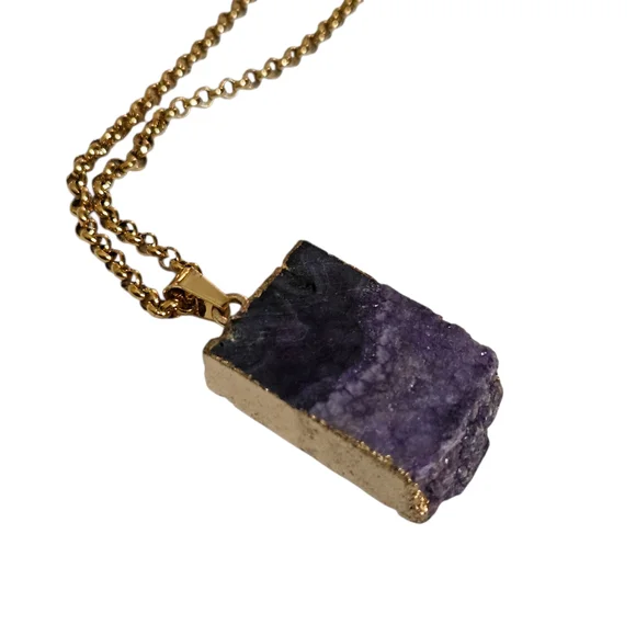 NWT - Amethyst And Gold Pendant Necklace - Picture 7 of 10